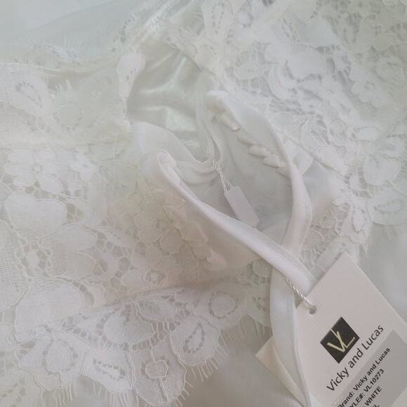 Vicky & Lucas Sleeveless Square Neck Backless Maxi Dress Lace Front White Large - Picture 4 of 8